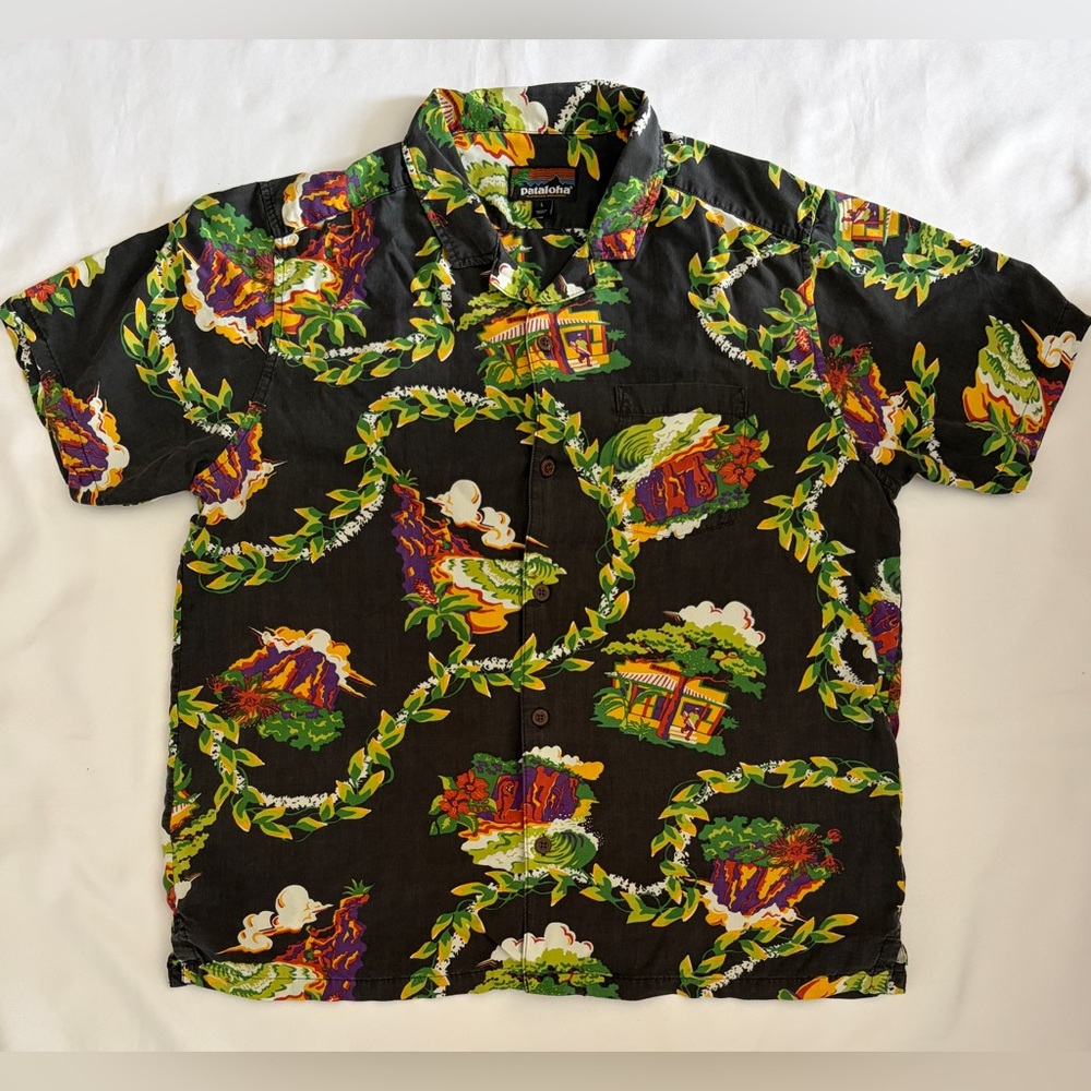 Patagonia Pataloha Shirt Men's Size L Haleiwa 25th Anniversary Hawaiian Surfing